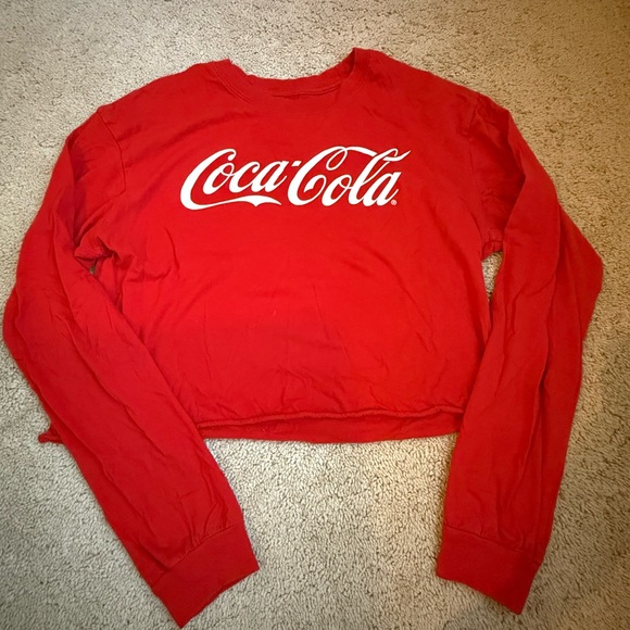 Coca Cola Tops - Coca-Cola Red Long Sleeve Crop Top